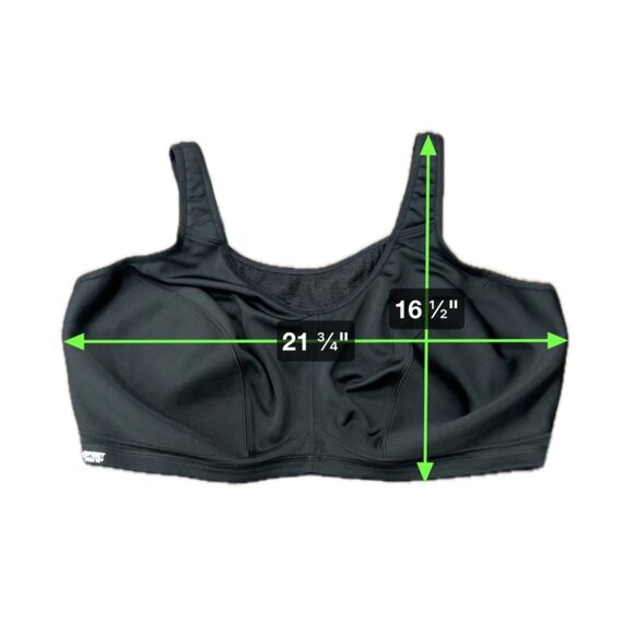 Glamorise Sport Elite Performance Black Sports Bra Hook Eye Back Closure Sz 50G - Picture 10 of 10